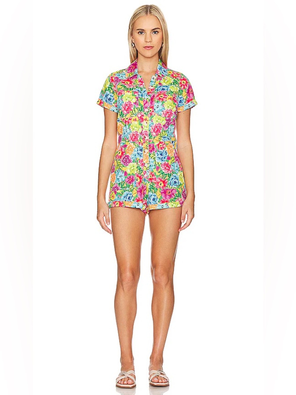 SHOW ME YOUR MUMU Cannon Romper Denim Bright Floral - Picture 8 of 13
